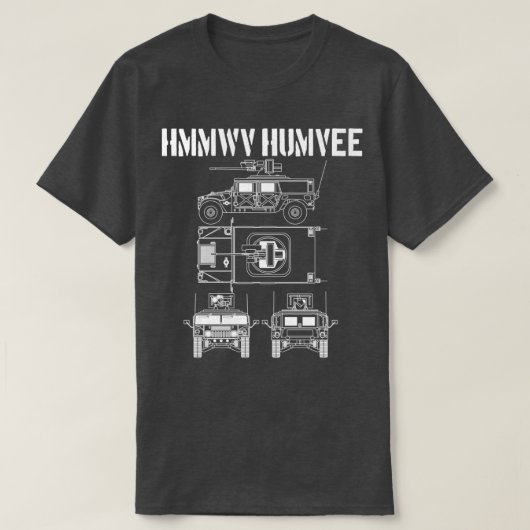Humvee Militaire Combat Voertuig Schematische HMMW T-shirt (Design voorkant)