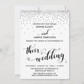 Hun bruiloft harten script Silver Confetti Kaart (Voorkant)