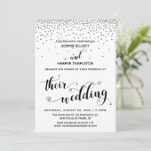 Hun bruiloft harten script Silver Confetti Kaart (Staand voorkant)