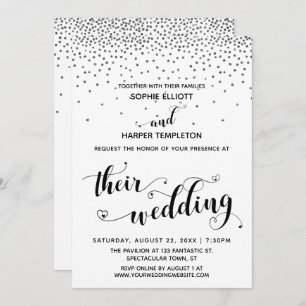 Hun bruiloft harten script Silver Confetti Kaart