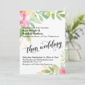 Hun bruiloft typografie Waterverf Bloemen bruiloft Kaart (Staand voorkant)