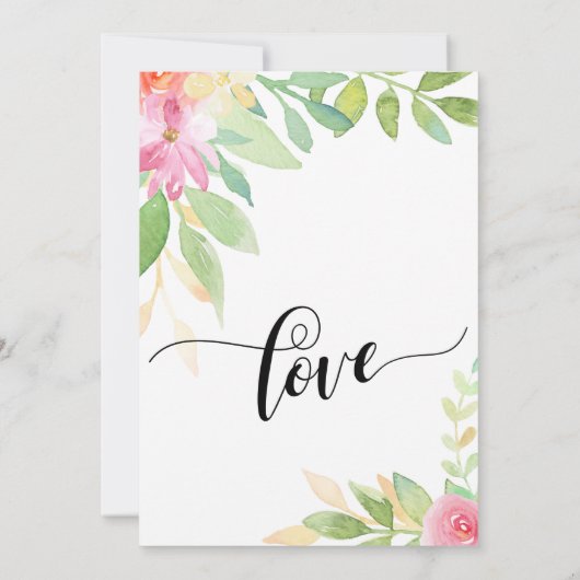 Hun bruiloft typografie Waterverf Bloemen bruiloft Kaart (Achterkant)