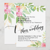 Hun bruiloft typografie Waterverf Bloemen bruiloft Kaart (Voorkant / Achterkant)