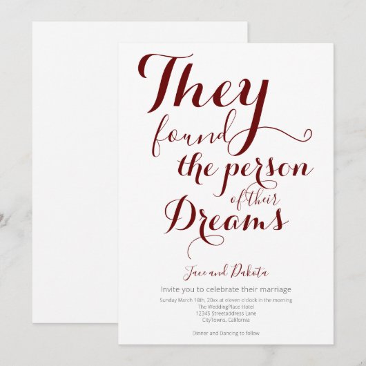 Hun Dream Person Non-Binary LGBTQ Wedding Kaart (Voorkant / Achterkant)