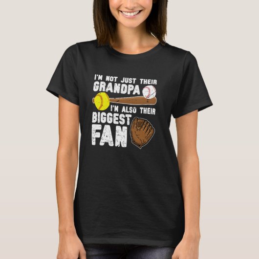 Hun grootste fan honkbal grootvader van bal t-shirt (Voorkant)