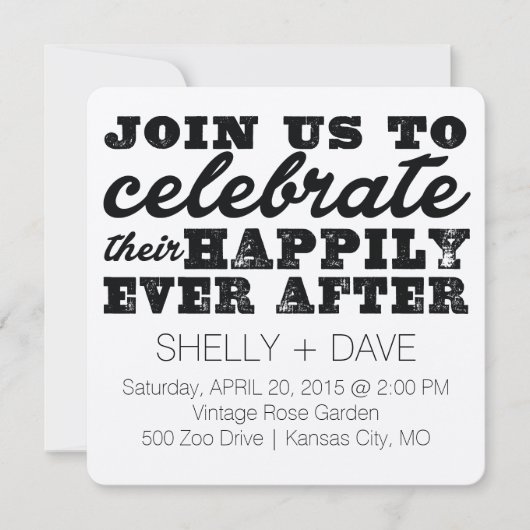 Hun nog lang en gelukkig na de huwelijksuitnodigin kaart (Voorkant)