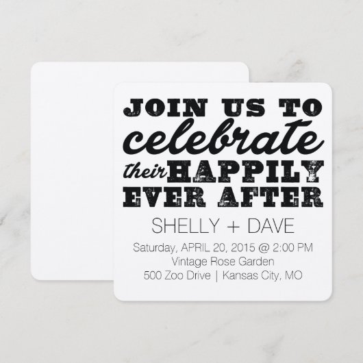Hun nog lang en gelukkig na de huwelijksuitnodigin kaart (Voorkant / Achterkant)