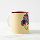 Hun ogen keken naar GOD Novelty Yellow Tweekleurige Koffiemok (Voorkant links)