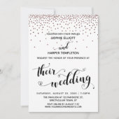 Hun Trouw Hart Script Roze Goud Confetti Kaart (Voorkant)
