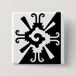 Hunab Ku-Black en White Vierkante Button 5,1 Cm