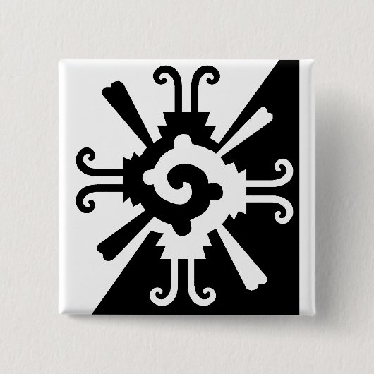 Hunab Ku-Black en White Vierkante Button 5,1 Cm (Voorkant)