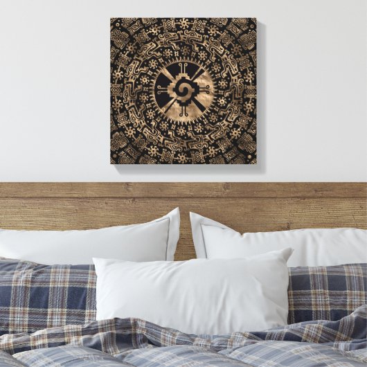 Hunab Ku Gold op zwart Canvas Afdruk (Insitu (Slaapkamer))