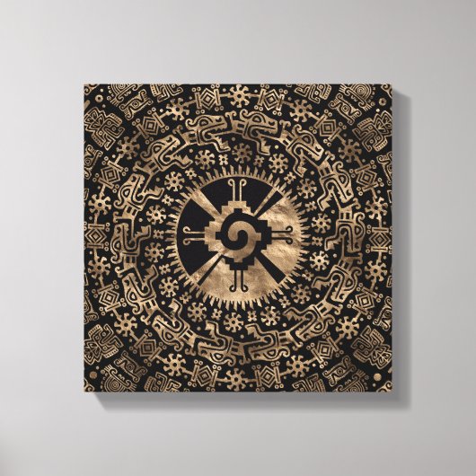 Hunab Ku Gold op zwart Canvas Afdruk (Voorkant)