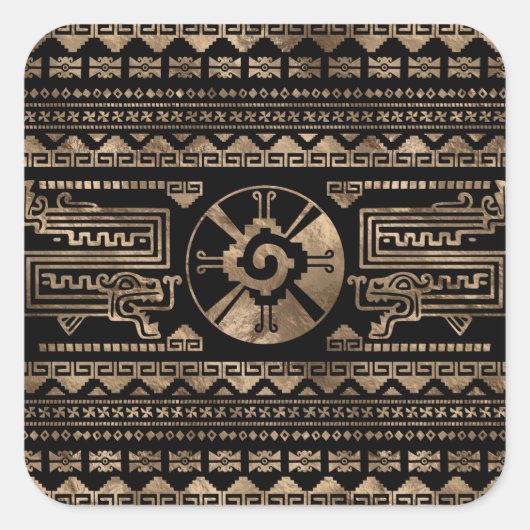 Hunab Ku Gold op zwart Vierkante Sticker (Voorkant)