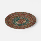 Hunab Ku Gold Red en Blauwgroen Papieren Bordje (Gekanteld)