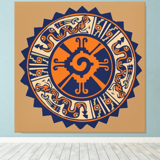 Hunab Ku Mayan Diety Canvas Afdruk (Insitu (Houten vloer))