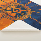 Hunab Ku Mayan symbool Oranje en blauw Sherpa Deken (3/4)