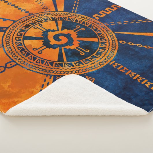 Hunab Ku Mayan symbool Oranje en blauw Sherpa Deken (3/4)