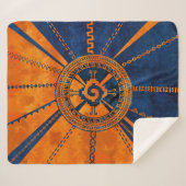 Hunab Ku Mayan symbool Oranje en blauw Sherpa Deken (Voorkant (horizontaal))