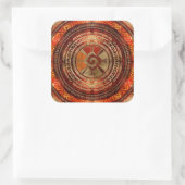 Hunab Ku Mayan symbool Verbrand Sinaasappel en Gou Vierkante Sticker (Tas)