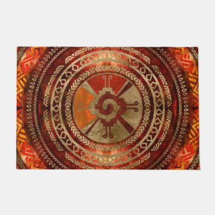 Hunab Ku Mayan-symbool Verbrandt Sinaasappel en go Deurmat