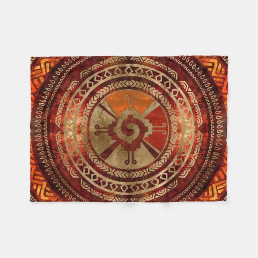 Hunab Ku Mayan-symbool Verbrandt Sinaasappel en go Fleece Deken (Voorkant (Horizontaal))