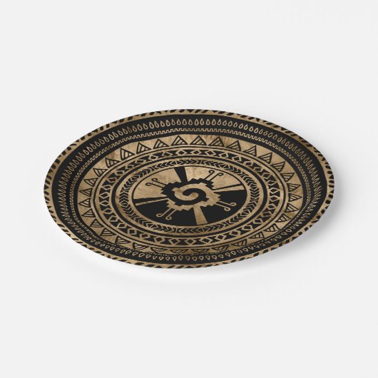 Hunab Ku Mayan symbool zwart en goud Papieren Bordje (Gekanteld)
