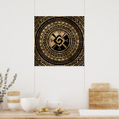 Hunab Ku Mayan symbool zwart en goud Poster (Keuken)