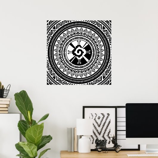 Hunab Ku Mayan symbool zwart en goud Poster (Thuiskantoor)