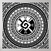Hunab Ku Mayan symbool zwart en goud Poster (Voorkant)