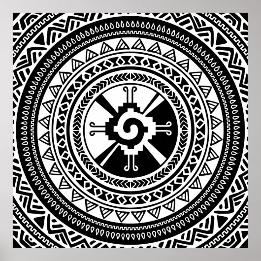 Hunab Ku Mayan symbool zwart en goud Poster (Voorkant)
