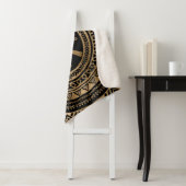 Hunab Ku Mayan symbool zwart en goud Sherpa Deken (In situ)