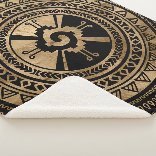 Hunab Ku Mayan symbool zwart en goud Sherpa Deken (3/4)