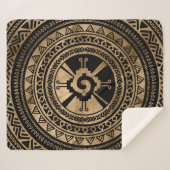 Hunab Ku Mayan symbool zwart en goud Sherpa Deken (Voorkant (horizontaal))