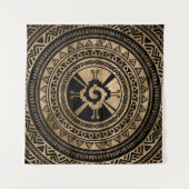 Hunab Ku Mayan symbool zwart en goud Wandkleed (Voorkant (horizontaal))