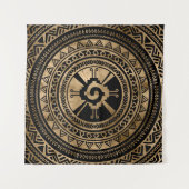 Hunab Ku Mayan symbool zwart en goud Wandkleed (Voorkant)