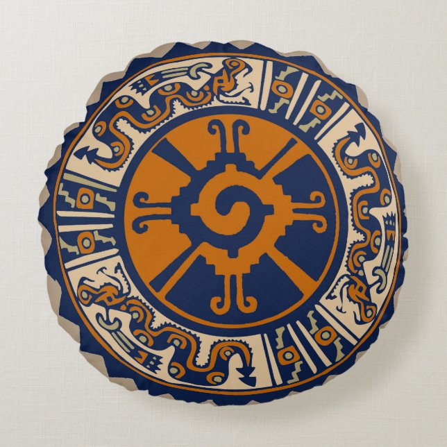 Hunab Ku Mayan Worpillow Rond Kussen (Voorkant)