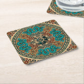 Hunab Ku met dubbele kop en kleur Kartonnen Onderzetters (Schuin)