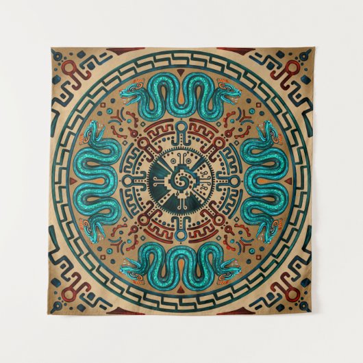 Hunab Ku met dubbele kop en kleur Wandkleed (Voorkant (horizontaal))