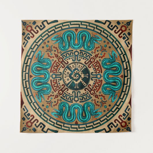 Hunab Ku met dubbele kop en kleur Wandkleed (Voorkant)