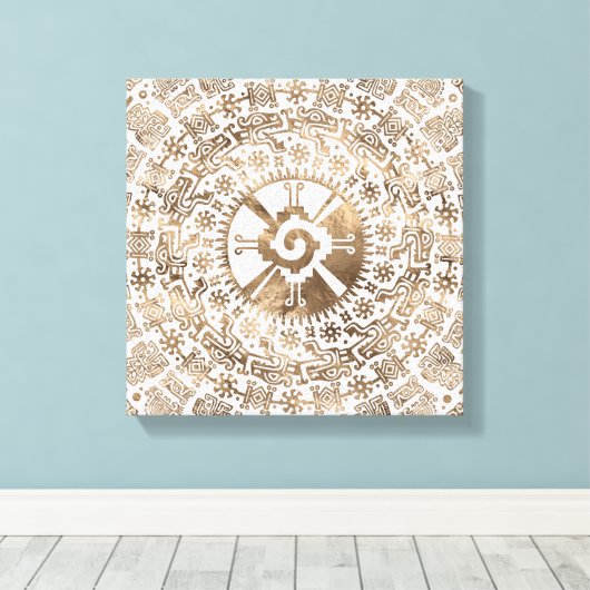 Hunab Ku Pastel goud #2 Canvas Afdruk (Insitu (Houten vloer))