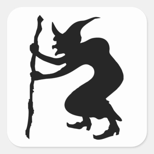 HUNCHBACK HALLOWEEN WITCH VIERKANTE STICKER (Voorkant)