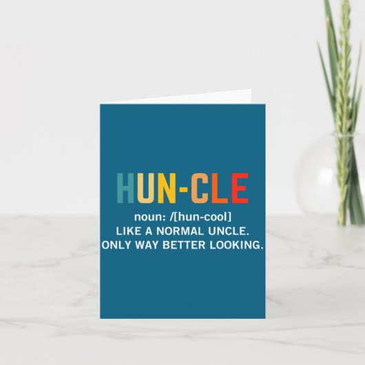 Huncle Definition Fathers Day Funny Uncle Vintage  Kaart (Voorkant)