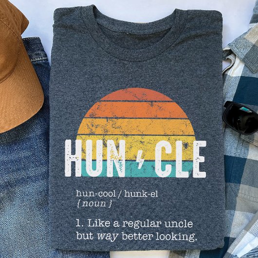 Huncle Definition Funny Uncle Gift Retro Zonsonder T-shirt
