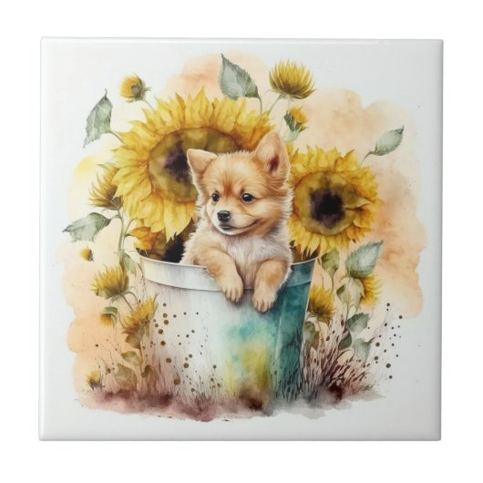 Hund Aquarell Tegeltje (Voorkant)