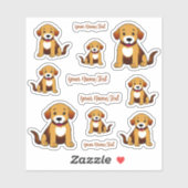Hund Braun, sitzend -  Aufkleber Sticker (Vel)