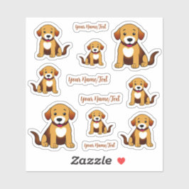 Hund Braun, sitzend -  Aufkleber Sticker