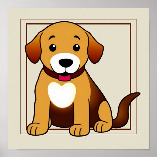Hund Braun, sitzend - Poster (Voorkant)