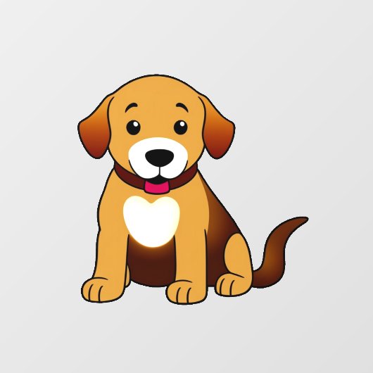 Hund Braun, sitzend -  Raamsticker (Vel)