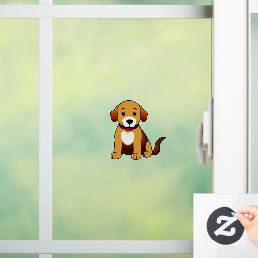 Hund Braun, sitzend -  Raamsticker (Huis)